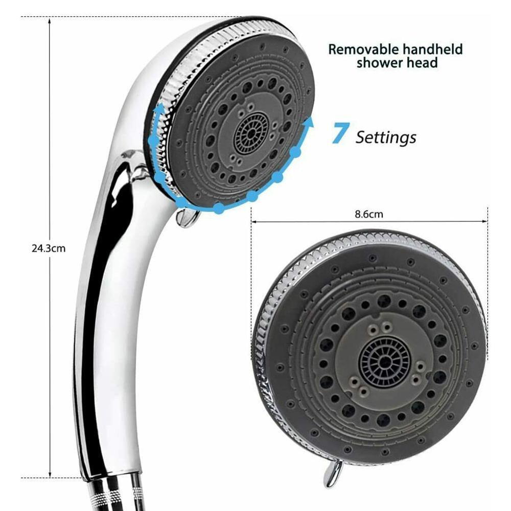 Universal Shower Head 5 Mode Function Chrome Anti-limescale Handset Pipe Toilet Supplies Hose Bathroom