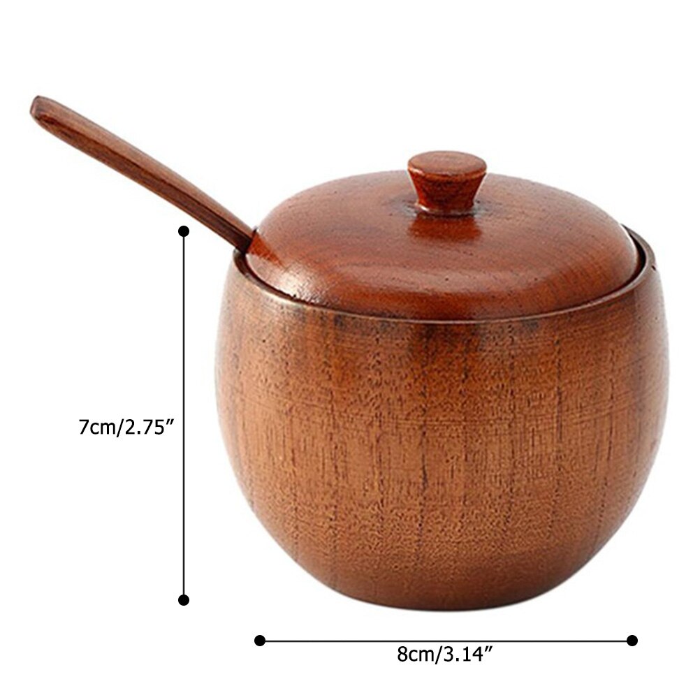 1 Set Wood Seasoning Salt Cans Pot Dish Suits The Kitchen Seasoning Box Salt Pepper Shakers Salt Pigs Wooden Sause Pot