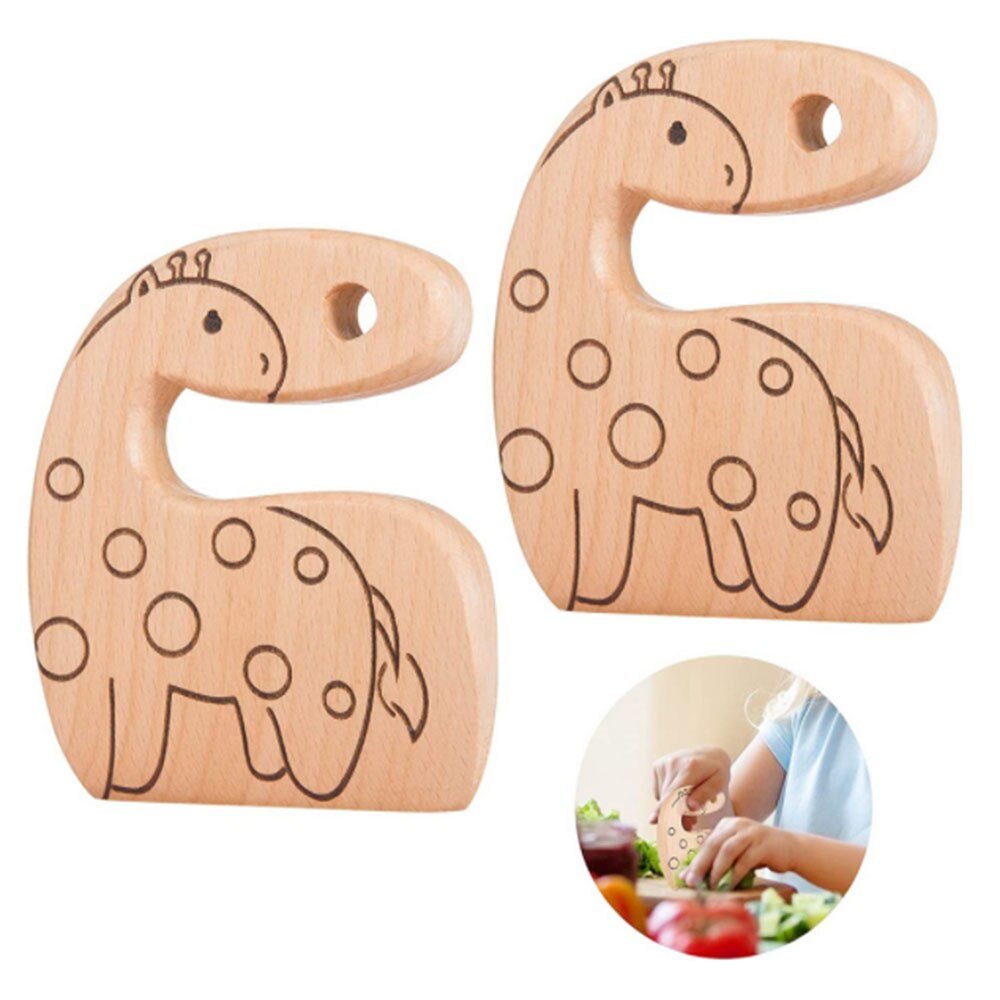 1Pcs Wooden Kids Knife For Cooking And Safe Cutting Veggies Fruits Cute Shape Kids Kitchen Tools 2-10 Years Old Applicable