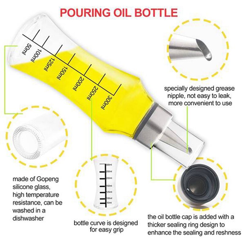 Oil Dispenser Bottle,Olive Oil Bottles Pour Spout and Marks on the Oil Container for Cooking,Oil and Vinegar Dispenser
