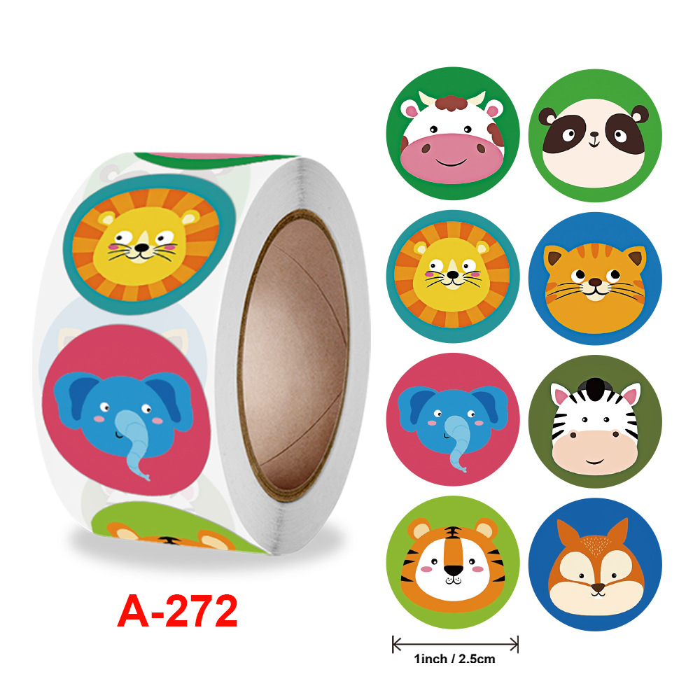 500Pcs Children's Cartoon Animal Stickers Baby Stickers Kindergarten Inspirational Little Red Flower Reward Roll Stickers: Rose Red