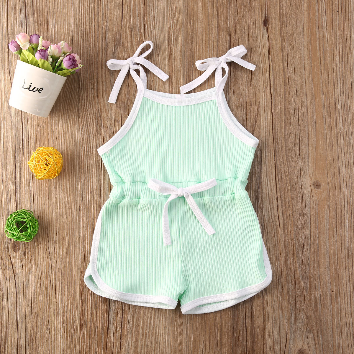 Summer Infant Baby Girls 12M-6T Rompers Overalls Solid Sleeveless Belt Jumpsuits Lovely Clothes 4 Colors