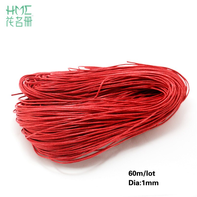 60m/lot 1mm Thread Cotton Waxed Cord String Strap Necklace Bead Rope for Sewing DIY Necklace Bracelet Jewelry Making: Red
