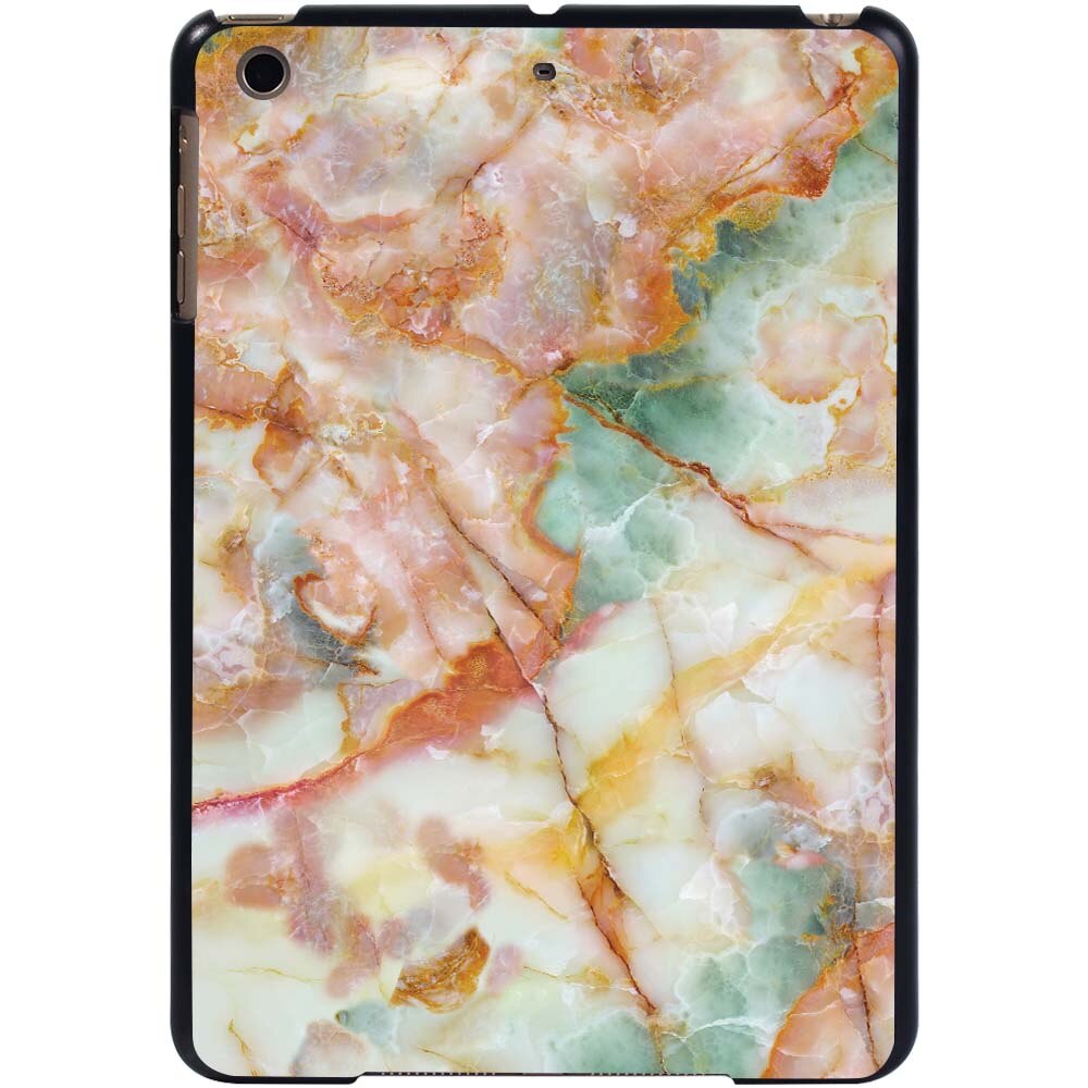 KK&LL For Apple iPad Mini 1/2/3 A1432 A1454 A1490 A1491 A1600 A1601 - tablet PC Plastic marble pattern Slim Stand Case Cover: red rainbow marble