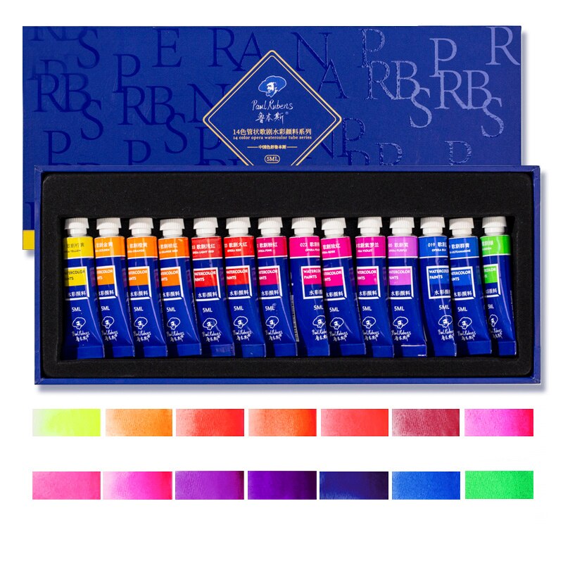 Paul Rubens-Caja de para estudiantes y principiantes, juego de acuarela fluorescente de la Opera en la serie de 14 colores, 5ml: Default Title