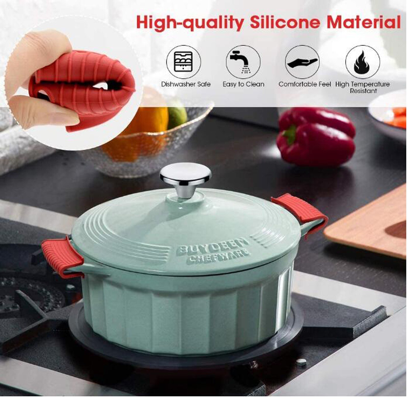 25 # Silicone Anti-échaudage Pan oreille pince haute température résistant antidérapant main Cli cuisine Anti-échaudage outil Pot oreille pince