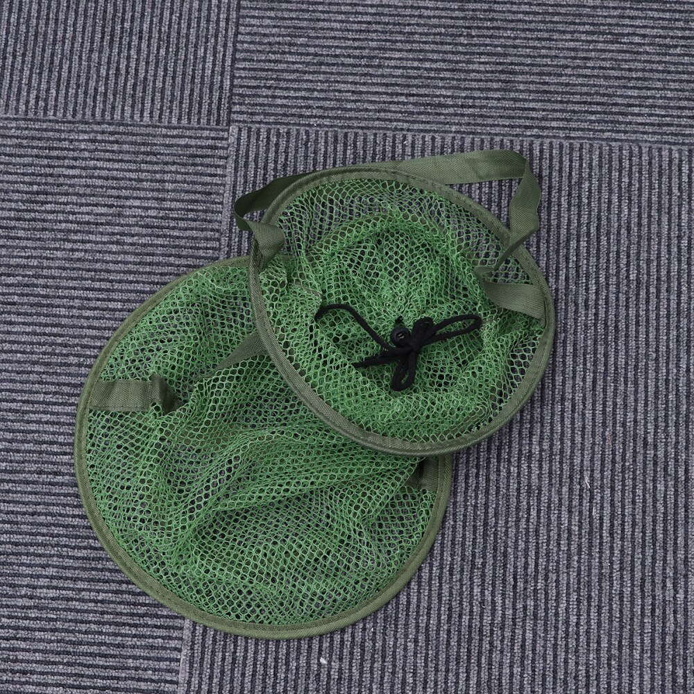 3pcs Mesh Hole Folding Crab Lobster Net Fishing Net Fishing Accessories (Small Size) (Green)