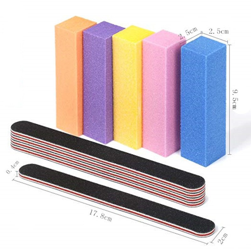 Nail File and Buffer Manicure Tool Kit 18Pc Nail Art Buffer Block 18Pc 100/180 Grit Doublesided Nail Files