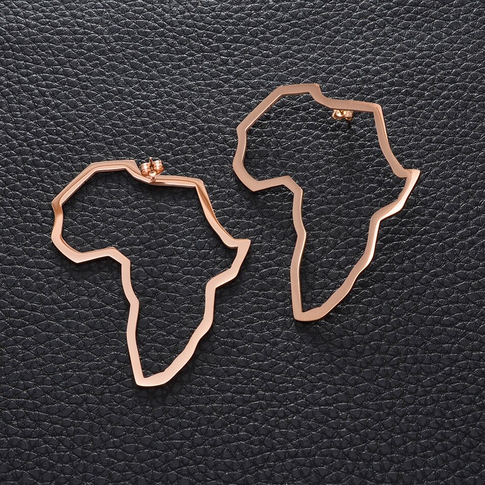 Anniyo Afrika Karte Übertreibung Größehe Ohrringe Zucht Frauen Silber Farbe/Gold/Rose Gold Afrikanischen Schmuck Übertrieben Ohrringe #158321