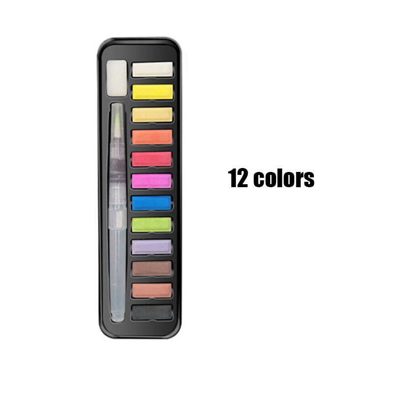 Juego de acuarelas profesionales, pigmento de 12/18/24/36 colores para pintura de acuarela con pincel de pintura y juego de pintura de papel de acuarela: 12 Colors Set