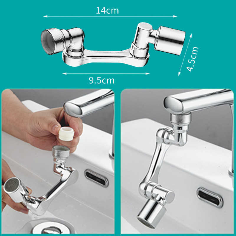 1080 ° Universele Rotatie Kraan Sproeikop Dual Effluent Wastafel Keuken Robot Arm Uitbreiding Kranen Beluchter Waskolf Nozzle