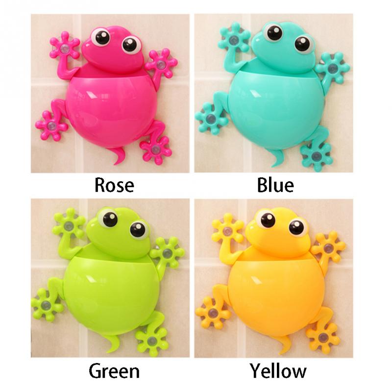 De dibujos animados lindo Gecko modelo cepillo de dientes pasta de dientes de montaje en pared tonto maquillaje soporte Rack Niños Accesorios para el baño