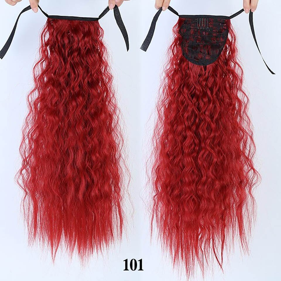 Talang lang corn culry sort hestehale til kvinder varmebestandig syntetisk snøre lang hestehale klips i hair extensions: 101 / 22 inches
