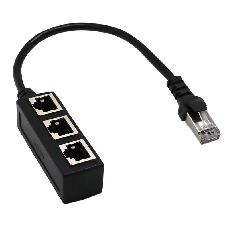 Cabo divisor ethernet rj45, macho para 3 fêmea, adaptador de interruptor para gato 5/gato 6, cabo adaptador para pc, computador