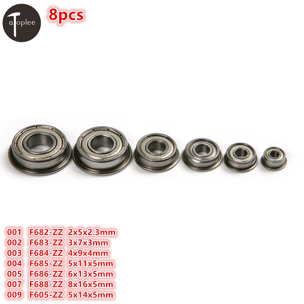 8PCS F682ZZ-F688ZZ F605ZZ Lager Stahl 2/3/4/5/6/8mm flansch Kugellager Metall Geschirmt Miniatur Kugellager Mit Flansch