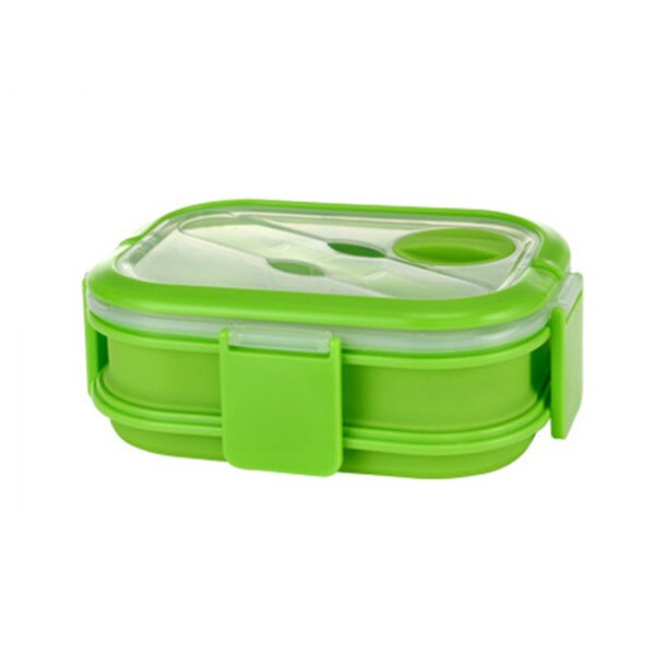 Dubbellaagse siliconen opvouwbare bentobox 1600ml magnetron lunchbox opvouwbare voedselcontainer lunchbox: Groente