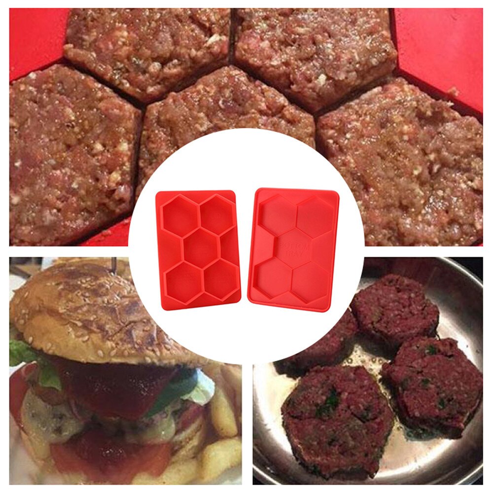 Silicone Hamburger Meat Mold Round Shape Press Meat Beef Grill Burger Press Patty Pie Maker Mold Barbecue Hamburger Kitchen Tool