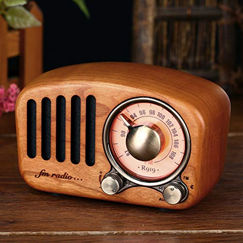 R919 Klassische retro Radio empfänger tragbare Mini Holz FM SD MP3 Radio Stereo Bluetooth Radio Lautsprecher AUX USB Aufladbare Radio: Cherrywood