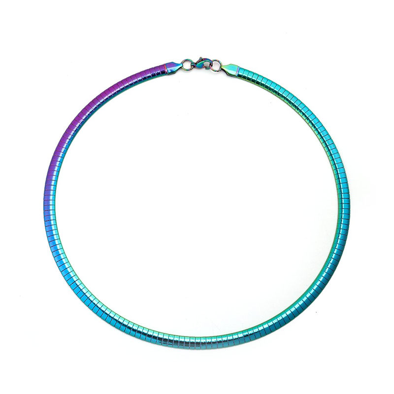 304 Stainless Steel Collar Neck Necklace Multicolor Round Plating Neckalces Jewelry Women Men 45cm(17 6/8") Long, 1 Piece