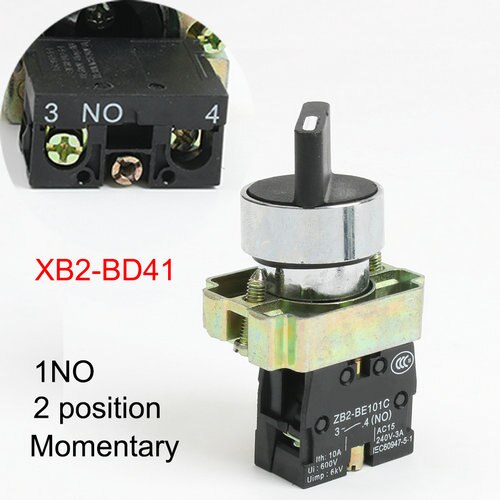 Xb2-bd21 bd25 bd33 bd53 bd73 1no/2no/1 nej 1nc 2/3 position låsning selvlåsende vælger trykknap switch øjeblikkelig selv-reset: Xb2-bd41