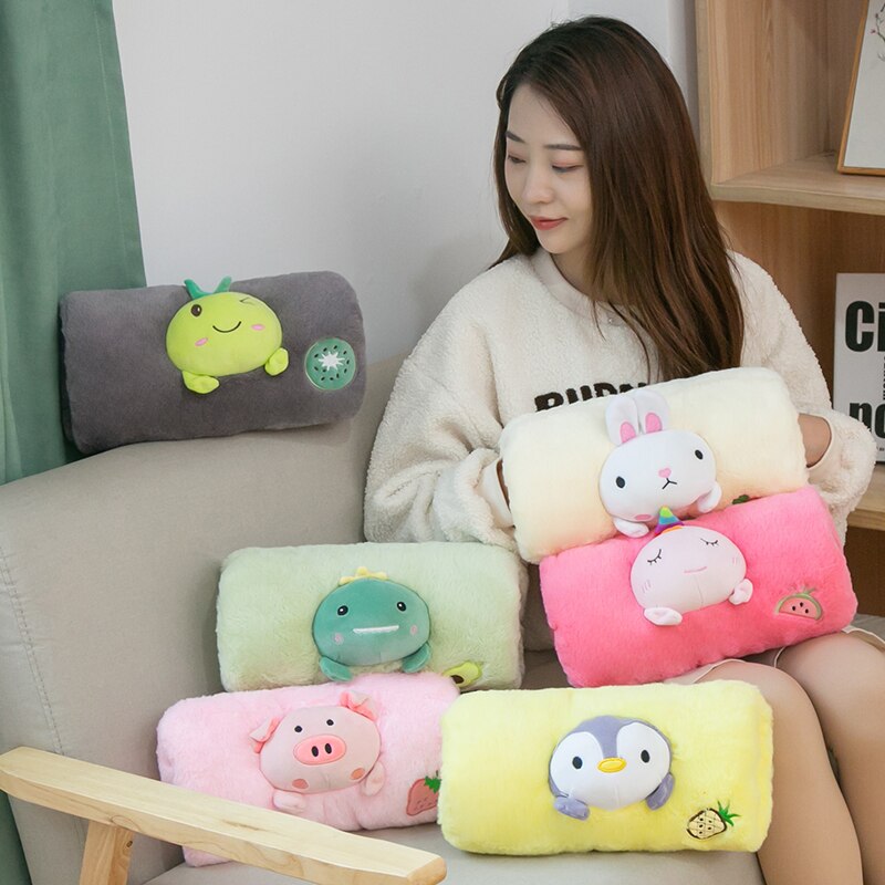 Peluche chauffe-main Kawaii pour filles, jouets en peluche doux, animaux, oreiller, poupée Fruit de dessin animé, de saint valentin pour enfants