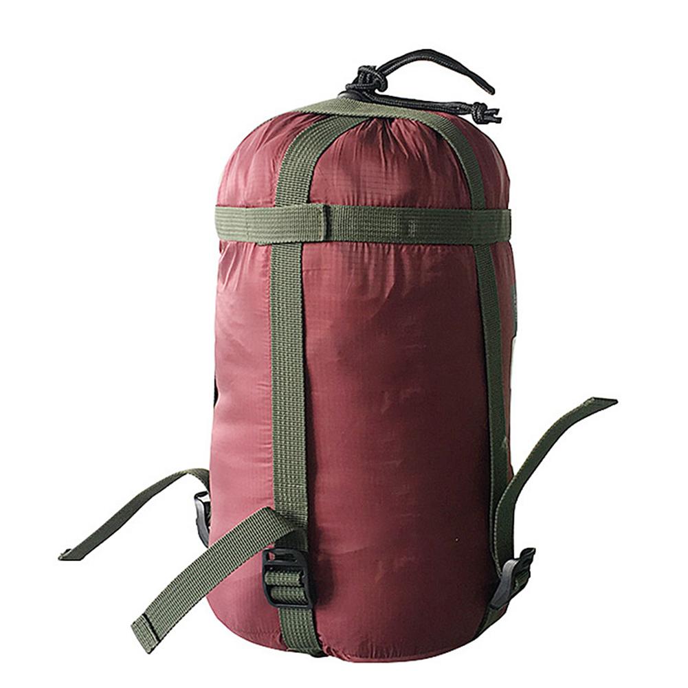 Saco de dormir para acampar al aire libre, bolsa de almacenamiento con cordón, equipo de Camping: Wine Red