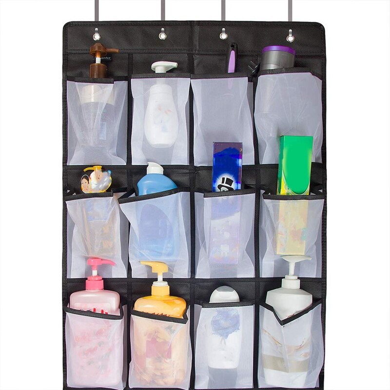 Over The Door Shoe Organizer, Clear Hanging Shoe Rack, Fabric Closet Shoe Organizer Storage Bag, 24 Large Mesh Pockets Door Shoe