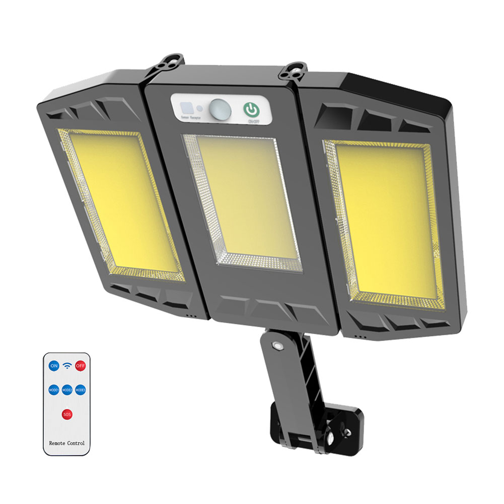 264/384 LED 3 COB Solar Street Lights Outdoor 3 Head Motion Sensor 180 Angle Wide Lighting Waterproof Remote Control Wall Lamp: 3COB RC
