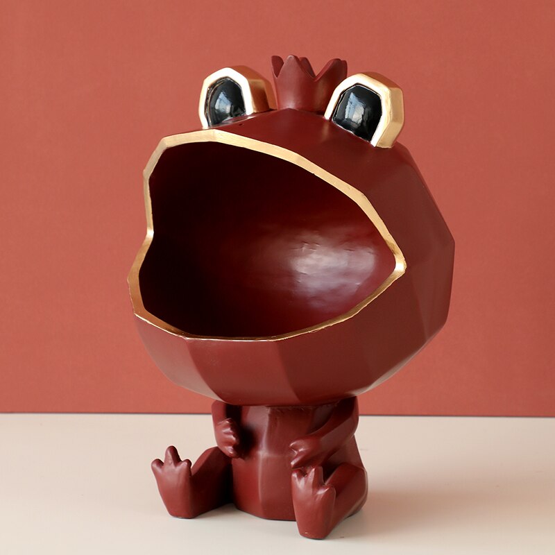 Frosch Lagerung Kasten Behälter Harz hause büro Schmuck Schlüssel Kasten Obst Süssigkeit Kasten Frosch figur skulptur moderne kunst statuen für dekoration: Frosch rot