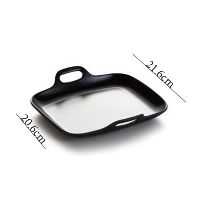 Melamine keuken party display plaat met handvat cookie dienblad zwart kleur schotel: M252121