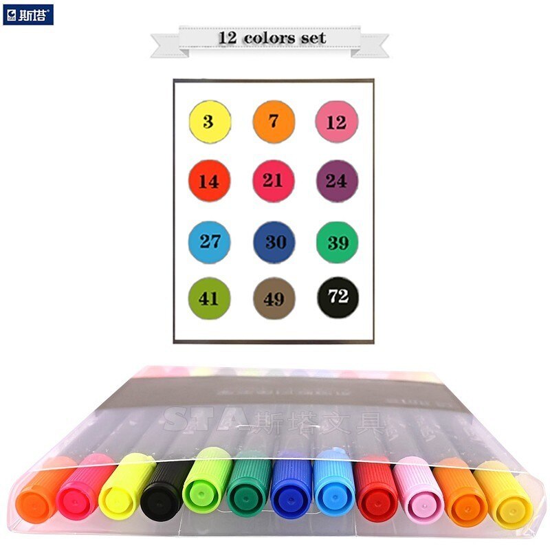 Sta 12/24/36/48/80 farvet dobbelt hoved opløseligt farvet skitsemarkør pensel sæt til tegning maling kunst markør forsyninger: 12 farver
