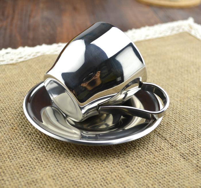 Conjunto de tazas de café de doble capa de acero inoxidable de taza de té de flor taza de té d'Angleterre espresso taza de café