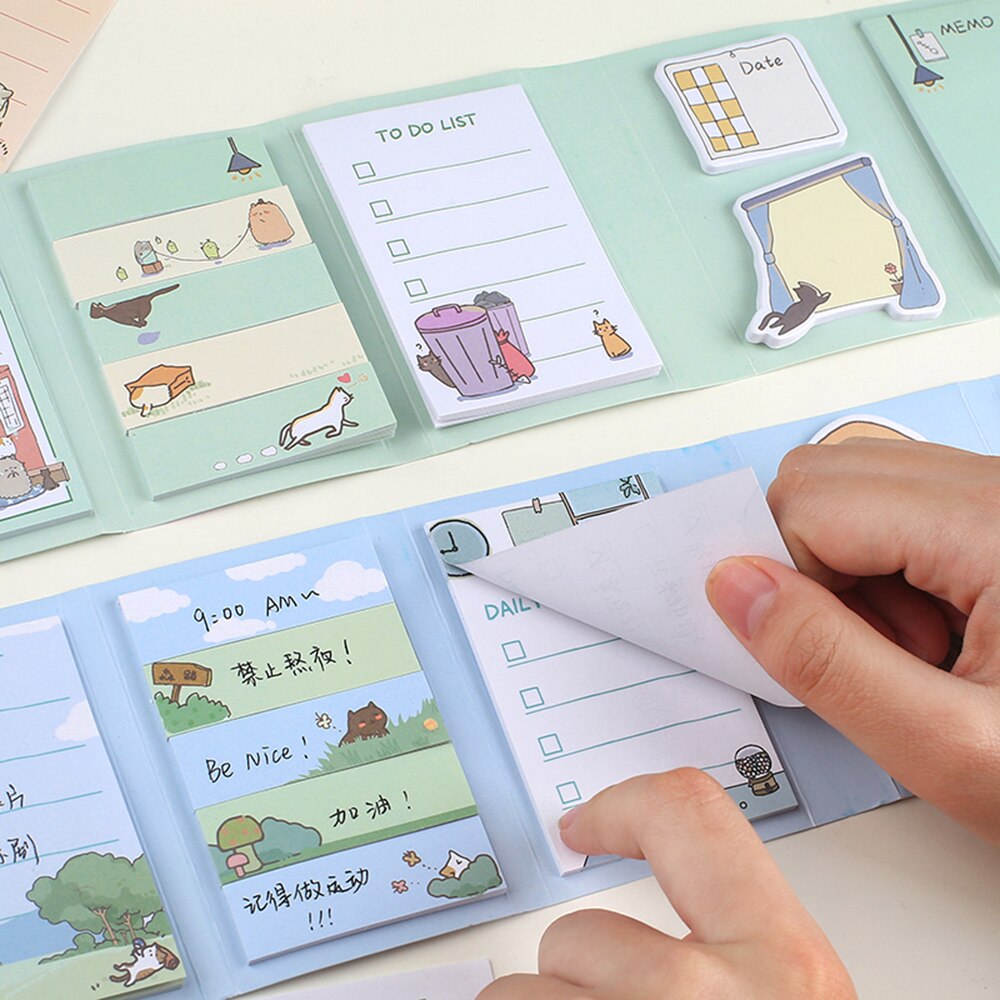 260 Vellen Multi-Fold Sticky Notes Mooie Cartoon Memo Note Dagelijkse Plan Te Doen Lijst Notepad Makkelijk Te Plakken voor Thuis Kantoor School