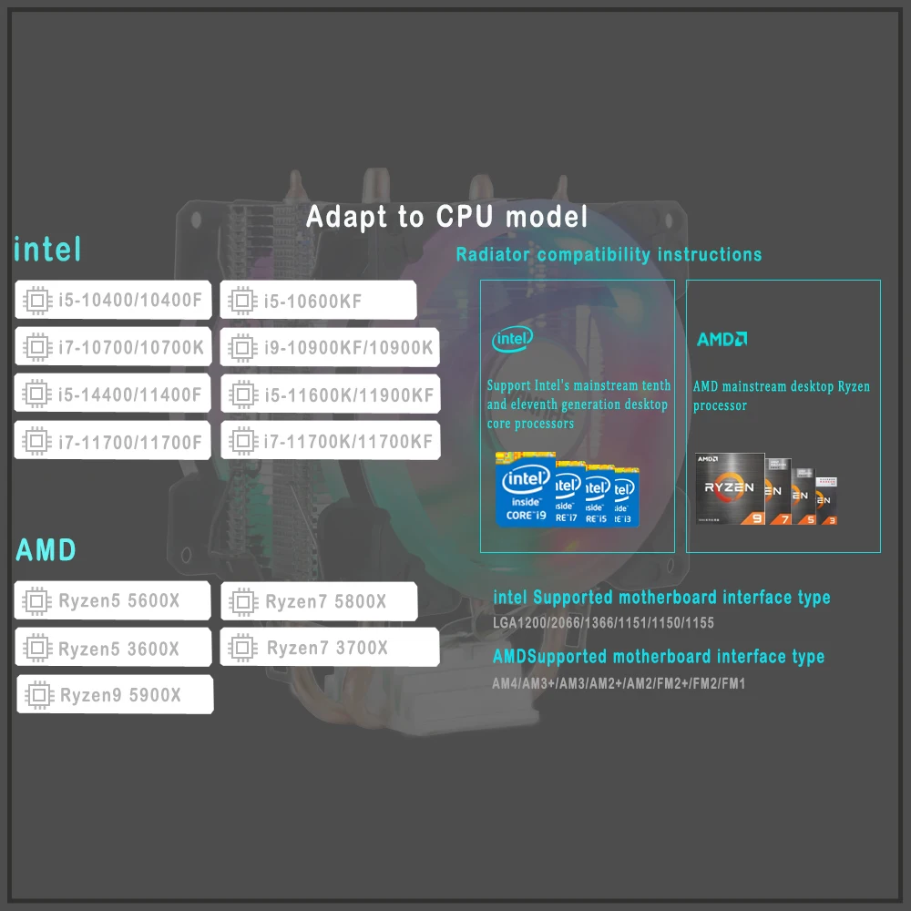 Air Cooler x99 3 pin 90mm RGB Cooling CPU Fan IWONGOU 2 Heatpipes x79 Processor Cooler for Intel Lga2011 1200 1700 AMD Radiator