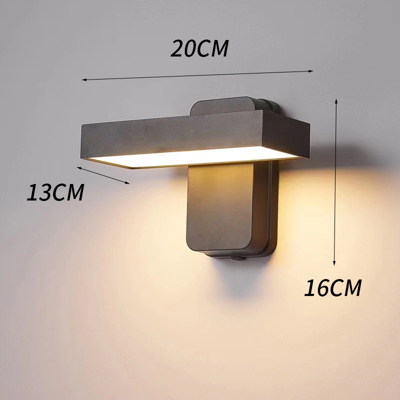 Bevægelsessensor udendørs drejelig firkantet verandalampe vandtæt  ip65 balkon have gårdhave væglampe tuya rgb led væglampe: Varm hvid