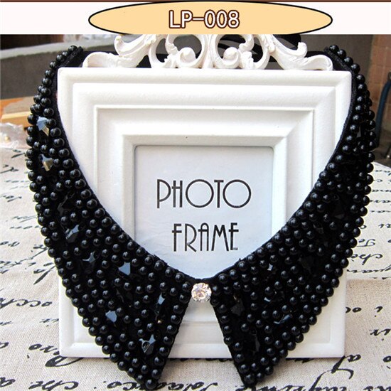 Bavoir col ras du cou collier bijoux pour femmes pour mariage déclaration détachable col femmes noir faux: LP008