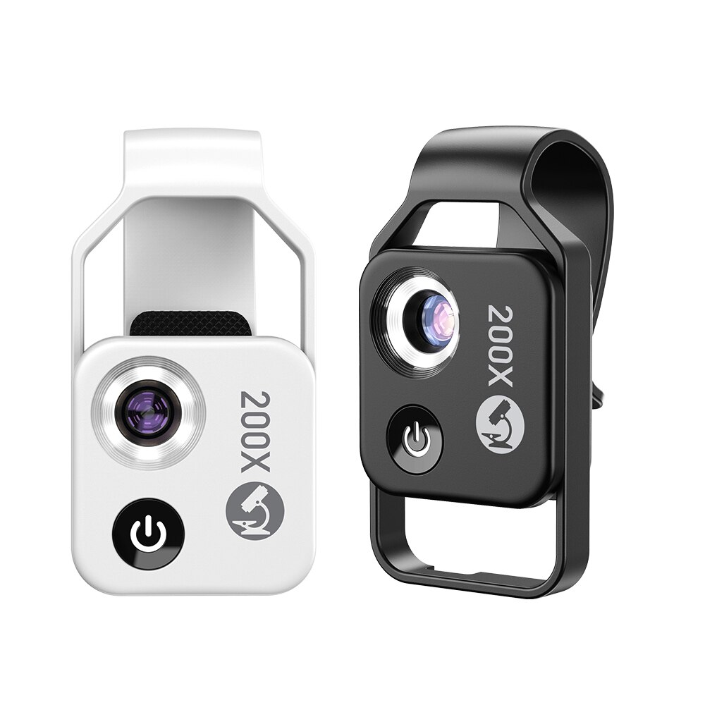 Lupa de microscopio Universal para teléfono móvil, instrumento LED CPL, lente Macro, Zoom óptico con Micro Clip de cámara, 200X