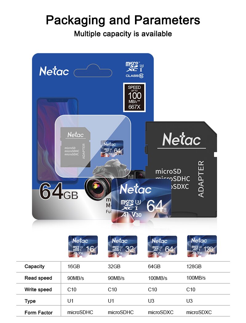 Netac Geheugenkaart Tarjeta Micro Sd-kaart 16 Gb 32 Gb 64 Gb 128 Gb Klasse 10 Usb Flash Card voor Smartphone Adapter Sd-kaart