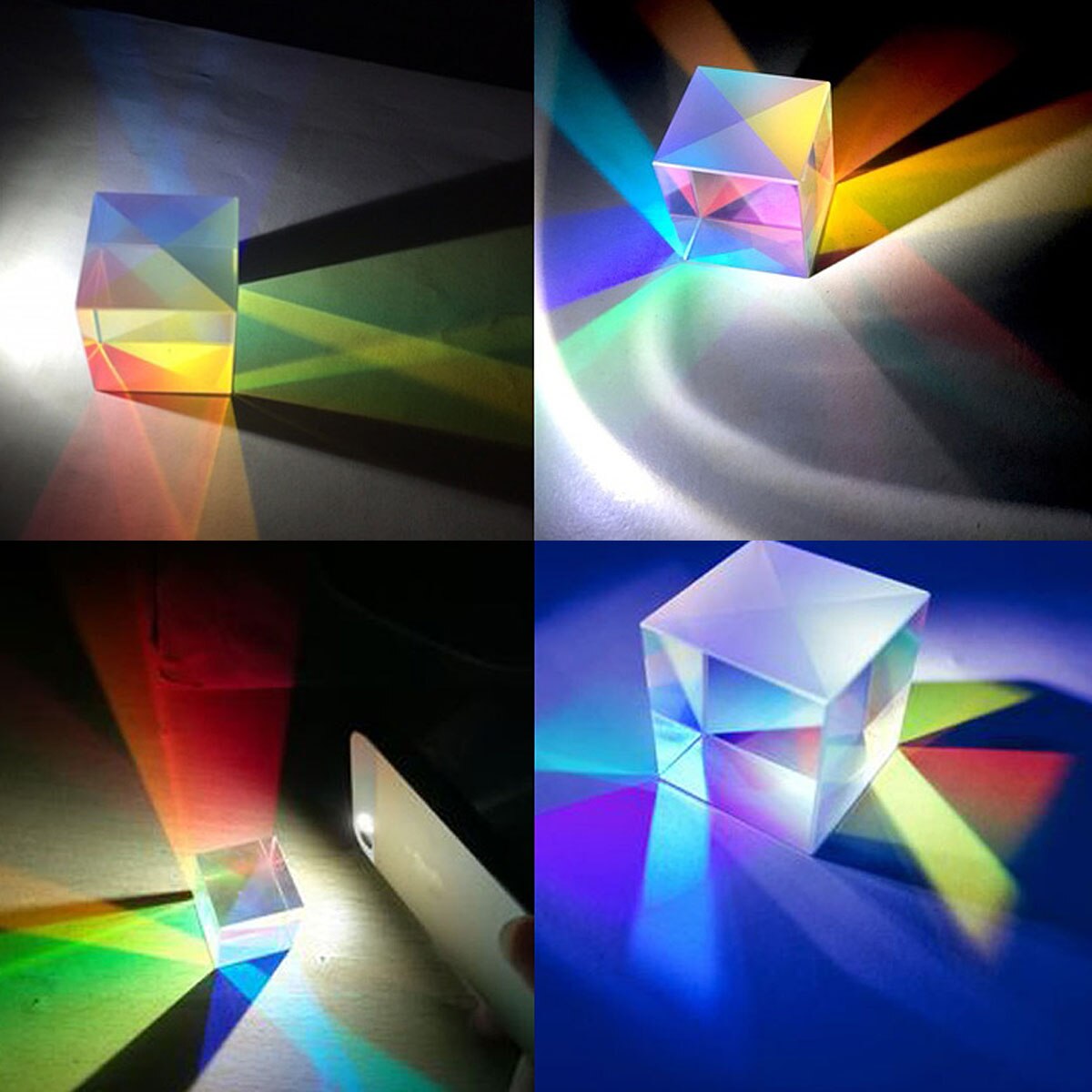 25X25Mm Vierkante Prisma Zes-Zijdige Optische Prisma Glas Natuurkunde Onderwijs Gebroken Licht Spectrum Rainbow Prisma Kubus splitting Prisma