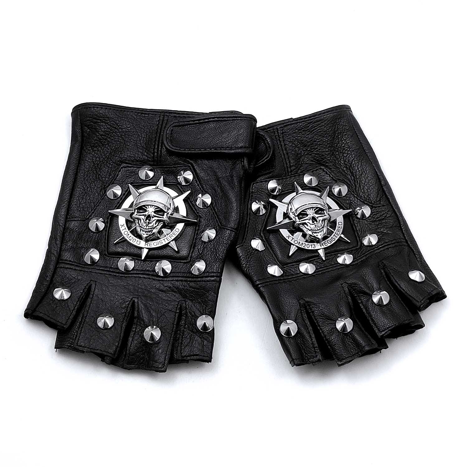 Steampunk Biker Lederen Handschoenen Mens Skull Punk Rock Handschoenen