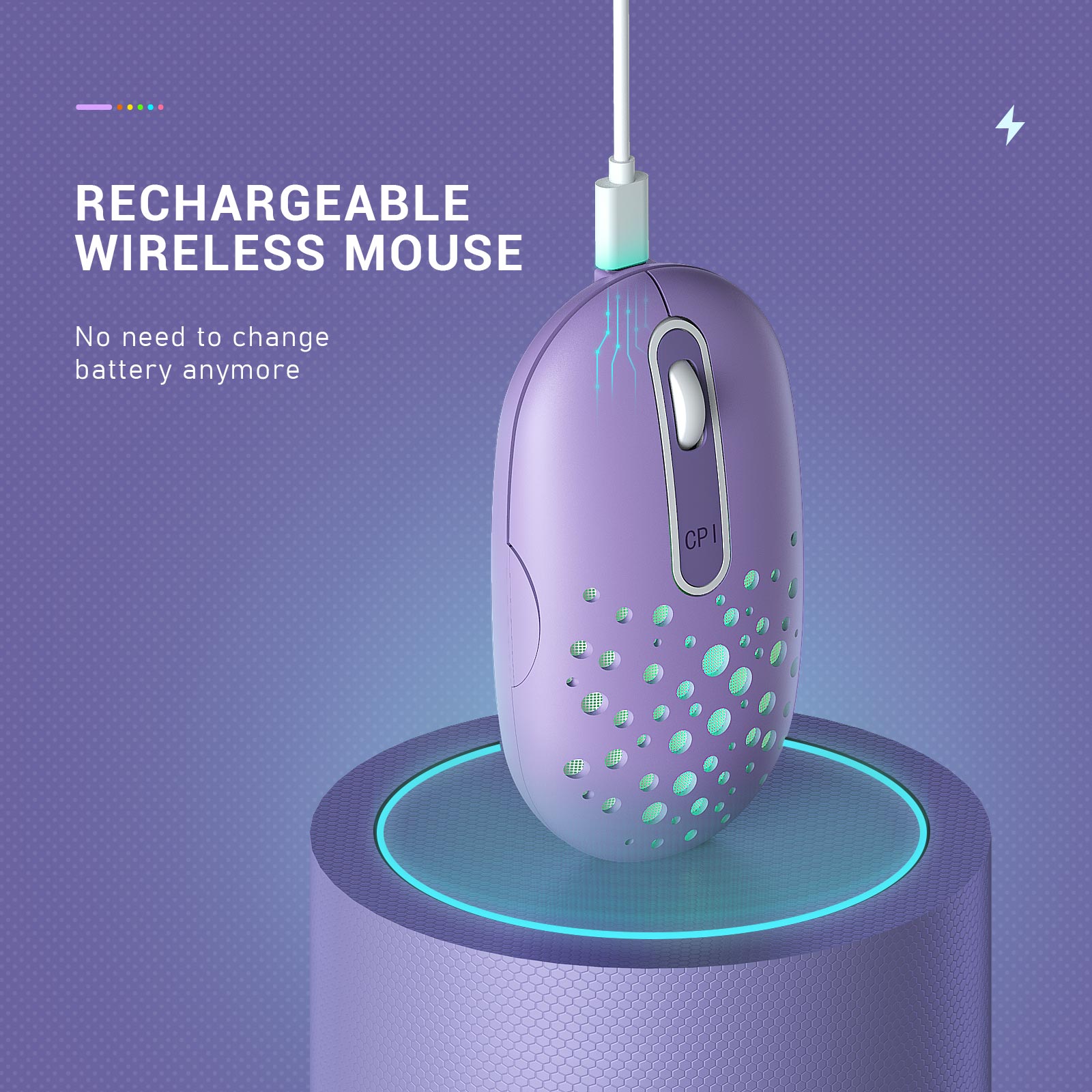 Jelly Comb Wireless Mouse Rechargeable Ergonomic USB Mouse Slim Cordless Mice for Laptop PC Purple Pink Mouse for Computer