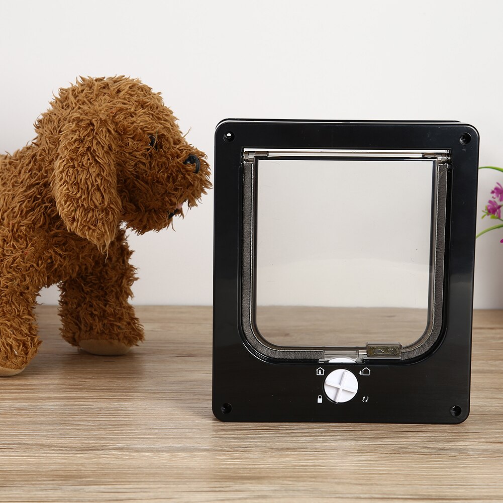 Cat Flap Door with 4 Way Lock Pet Rotary Door Kitten Small Pet Gate Doors