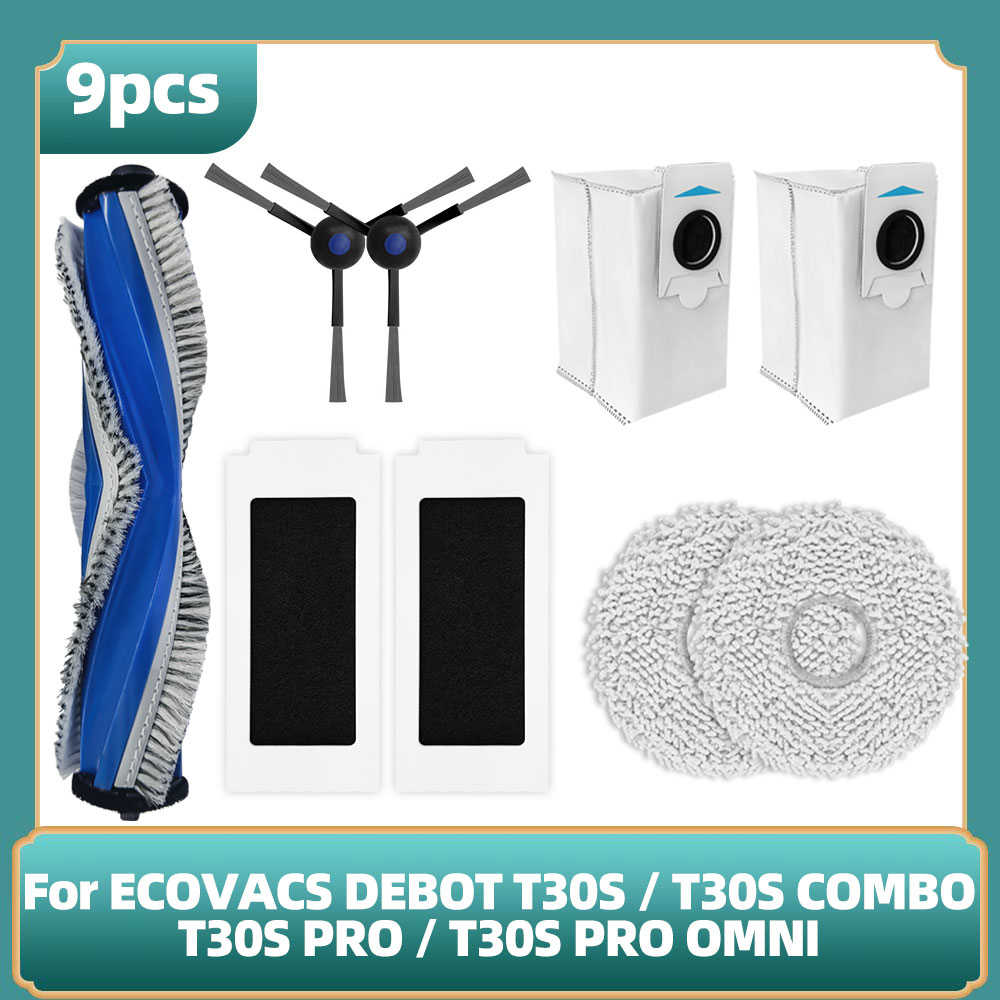 Compatibile per ECOVACS DEBOT T30S / T30S COMBO / T30S pro / T30S pro OMNI / T30S AI Parti Principale Spazzola Laterale Filtro Mocio Sacchetto per la Polvere: Di Colore Giallo chiaro