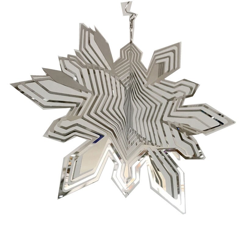 Vogels En Bloemen Rvs 3D Draaiende Wind Spinner Chime Spiegel Metalen Huis Tuin Decoratie Outdoor Indoor Ornamenten: 25x31cm Silver