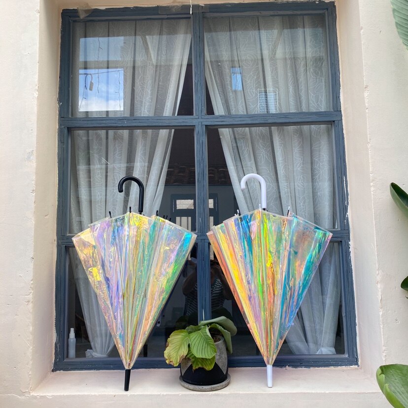 Parapluie inversé pour adultes, pochette de plage, Transparent, parasol automatique, articles ménagers EF50UB: black