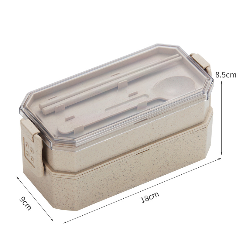 Office Worker Lunch Box Double-Layer Adult Students Portable Microwave Bento Box Separated Insulation Heated Lunch Box Set: B-Brown