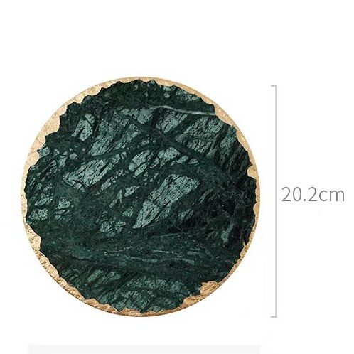 Luxe Antislip Emerald Real Marmer Coaster Mok Plaats Mat Groene Steen Met Gouden Inlay Hittebestendige Trivet Tafel decoratie: C