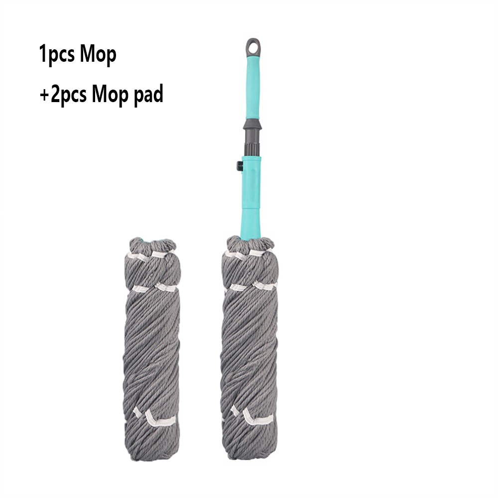 Telescopic Mop with Long Handle Squeezing Microfiber Strong Water Absorption Hand-free Wet and Dry Mop Cleaning Tool Accessories: green