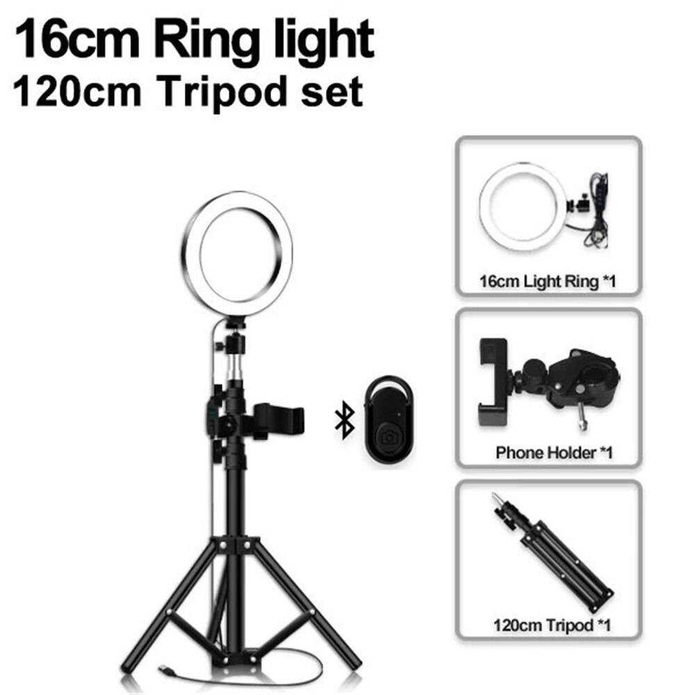 Pavimento Photo Studio Selfie Anello di Luce A LED con Supporto Del Telefono Mobile per Youtube Streaming In Diretta di Trucco In Diretta Supporto Mobile Treppiedi: 16light-120tripod