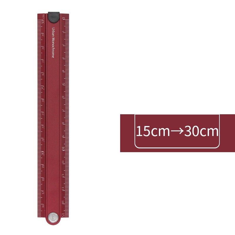 Kokuyo Righello pieghevole in allumite 15 cm 30 cm Regola di misurazione monocromatica urbana Cancelleria giapponese Forniture per studenti scolastici per ufficio A6336: Rosso